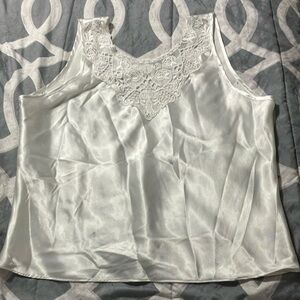 Bay Studio White Lace Trim Tank Top